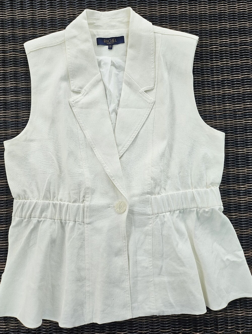 Rachel - White Sleeveless Peplum Blazer